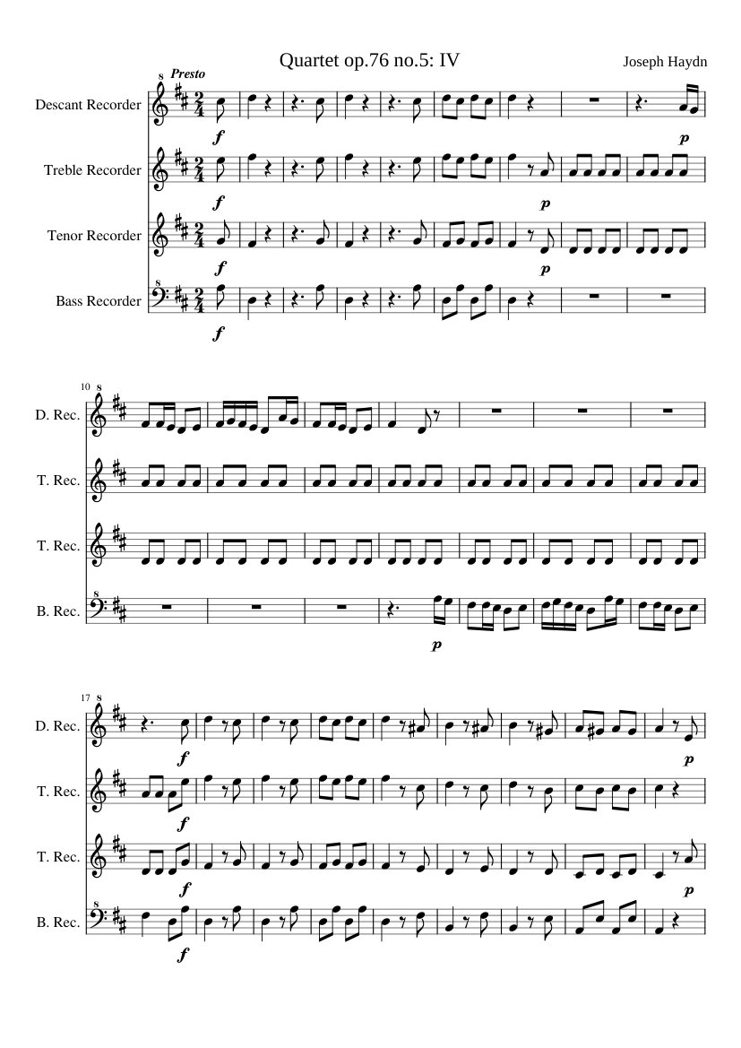 String Quartet op 76 no.5