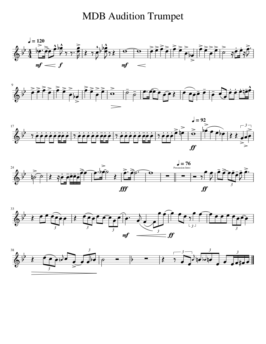 MDB_Audition_Trumpet Sheet music for Trumpet in bflat (Solo