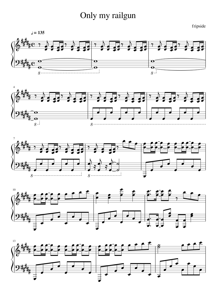 Only My Railgun Sheet music for Piano (Solo) | Musescore.com