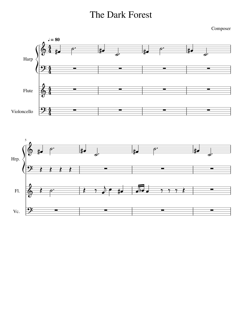 Work In Progress Sheet music for Flute, Cello, Harp (Mixed Trio ...
