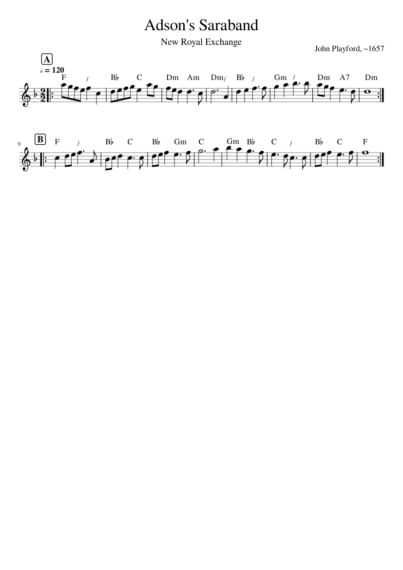 Adson's Saraband. (p)1651.PLFD.001