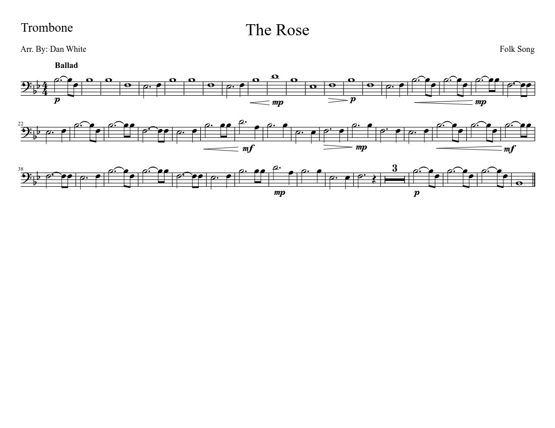 The Rose- Trombone Sheet music for Trombone (Solo) | Musescore.com