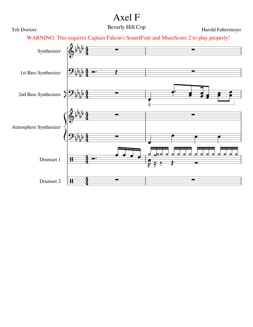 Axel F (WIP) Sheet music for Synthesizer (Solo) | Download and print in ...