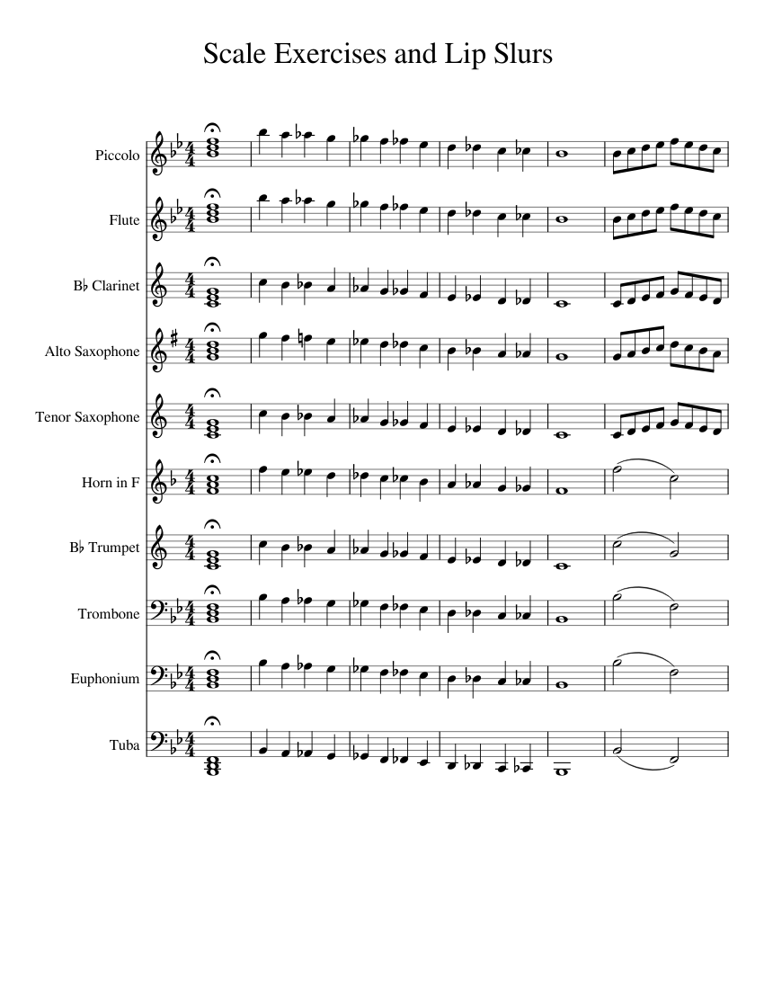 b flat french horn major scales