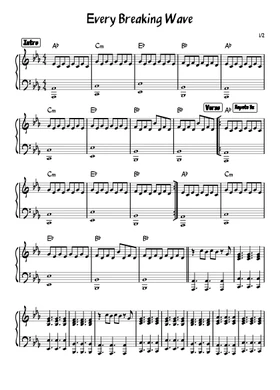 Free Every Breaking Wave by U2 sheet music | Download PDF or print on  Musescore.com