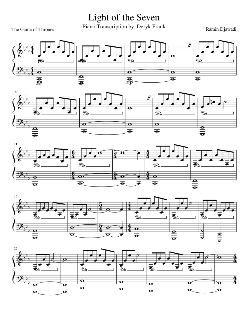 Light of the Seven - Ramin Djawadi Complete Transcription Sheet music for  Piano (Solo) | Musescore.com
