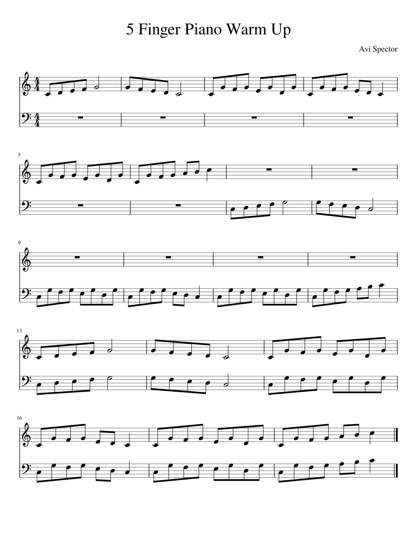 5 Finger Piano Warm Up Sheet music for Piano (Vocal Methods & Exercises) |  Musescore.com