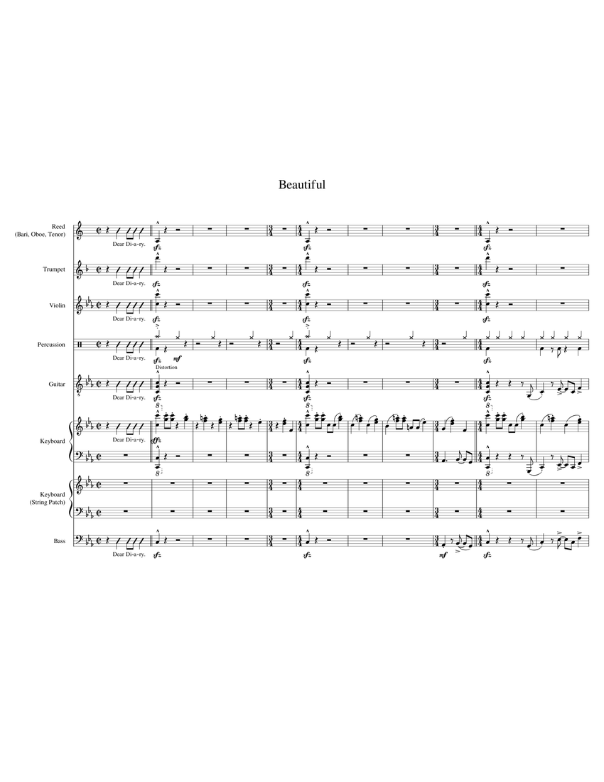 Beautiful - Heathers: The Musical Sheet music for Piano, Saxophone ...