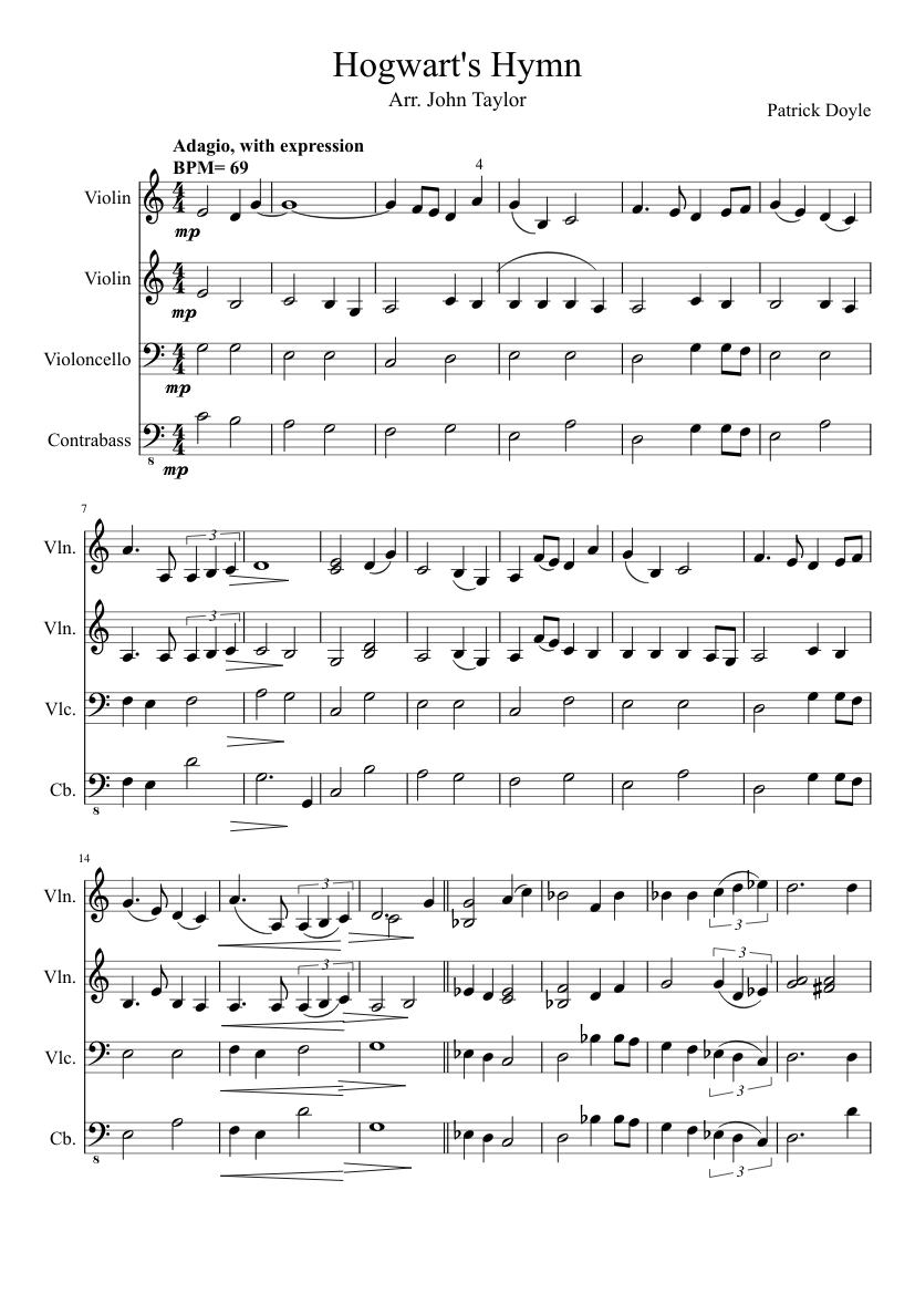 Hogwarts Hymn Sheet music for Violin, Woodwinds (other) (Mixed Trio) |  Musescore.com