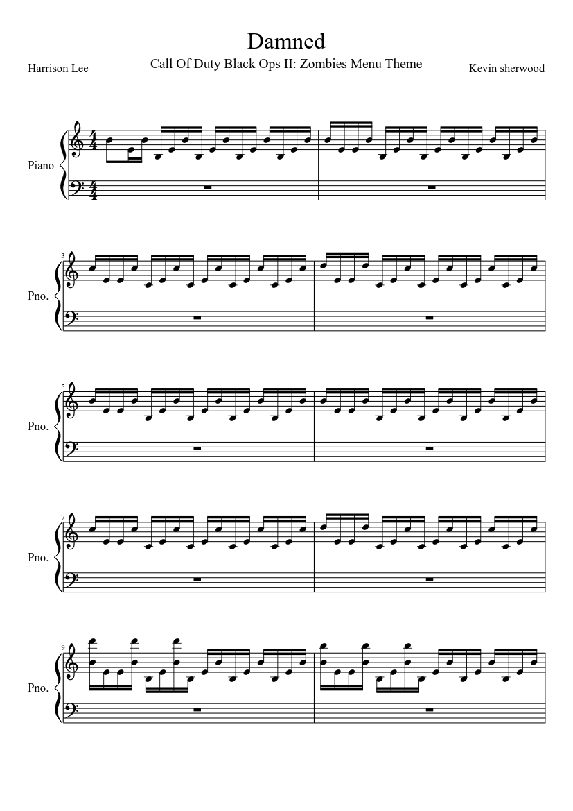 Damned Sheet music for Piano (Solo) | Musescore.com