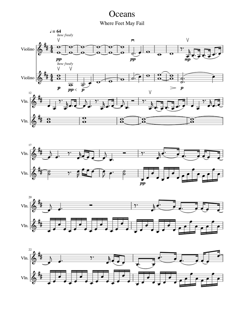 Oceans String Oceans Sheet music for Violin (String Duet) | Musescore.com