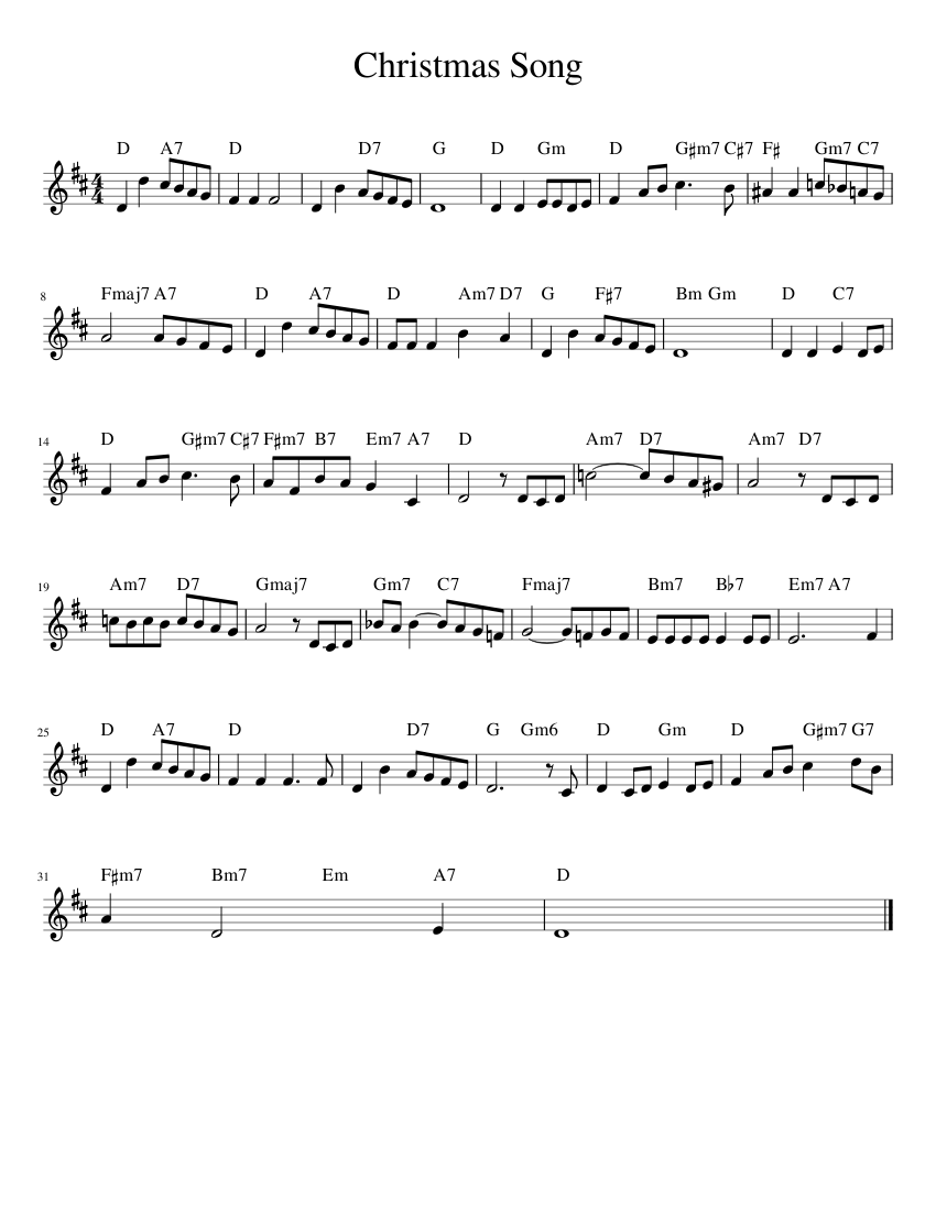 Christmas Song Sheet music for Piano (Solo) | Download and print in PDF