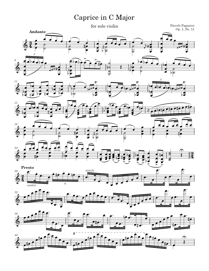 24 Caprices for Solo Violin Op.1