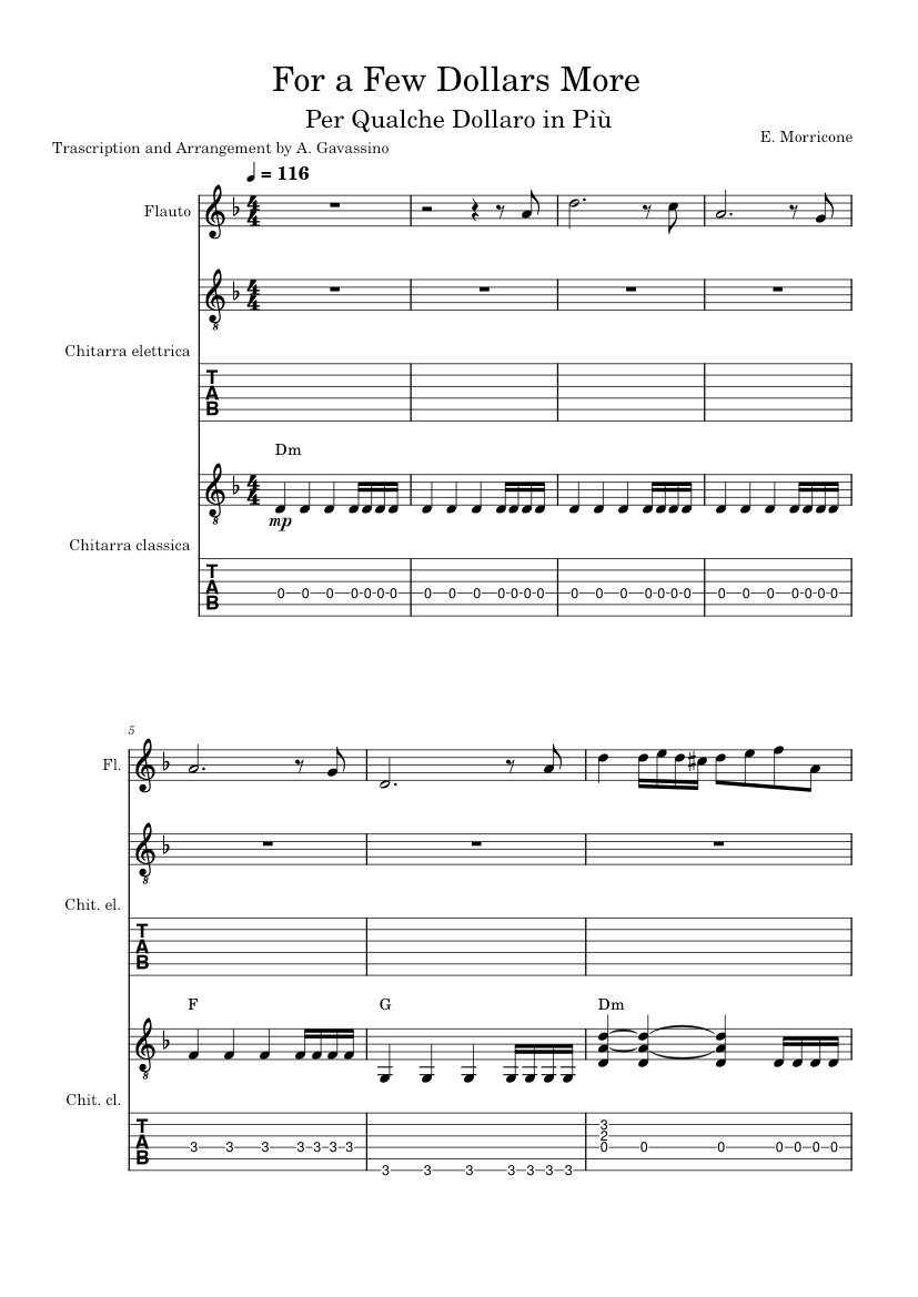 For a few dollars more – Ennio Morricone Sheet music for Flute, Guitar  (Mixed Trio) | Musescore.com