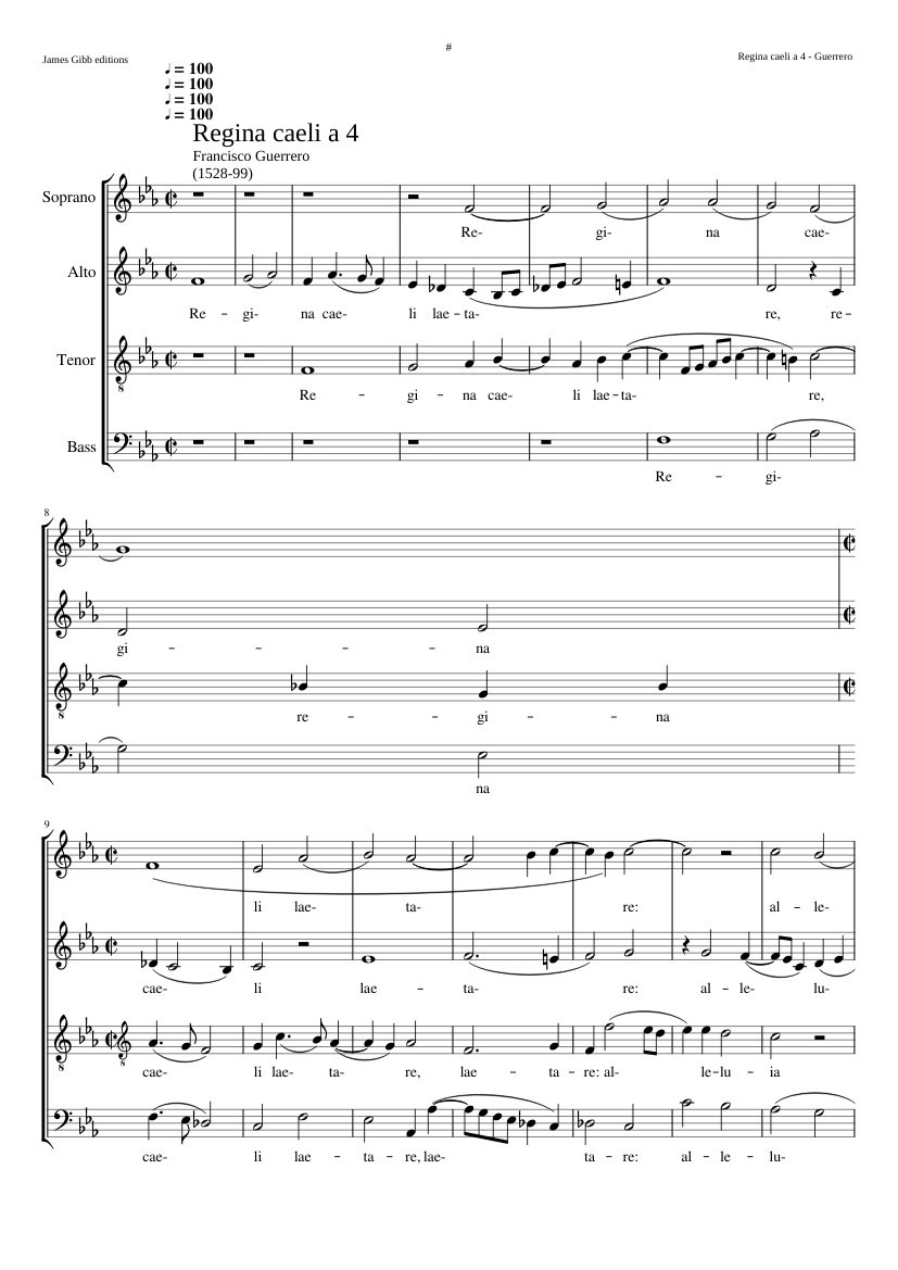 Regina caeli (Guerrero's other setting is for 8vv)