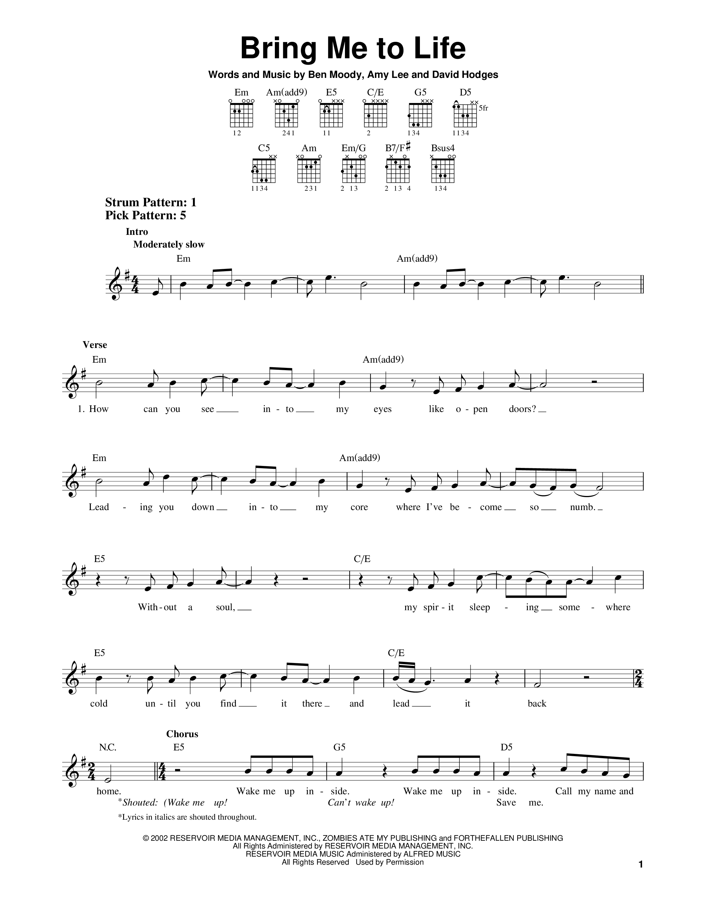 Play Official version of Bring Me to Life sheet music by Evanescence for  Guitar | MuseScore.com