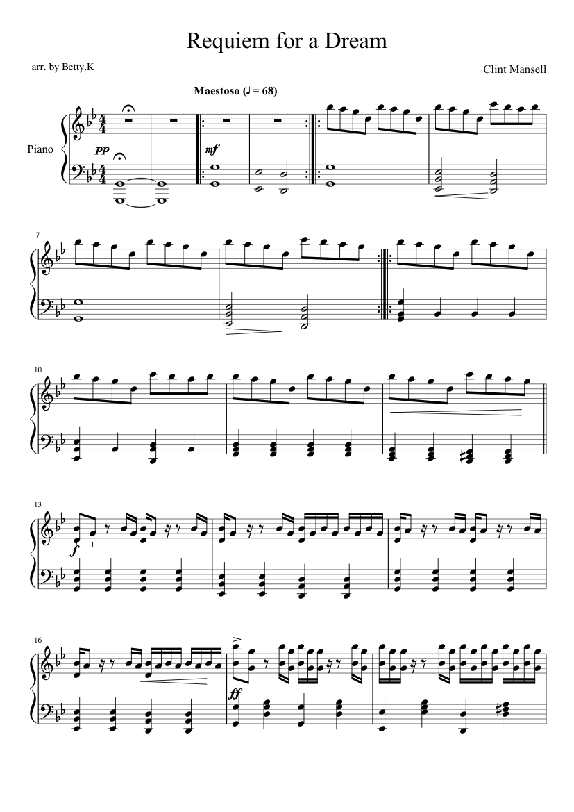 Requiem for a Dream (easy) Sheet music for Piano (Solo) | Musescore.com