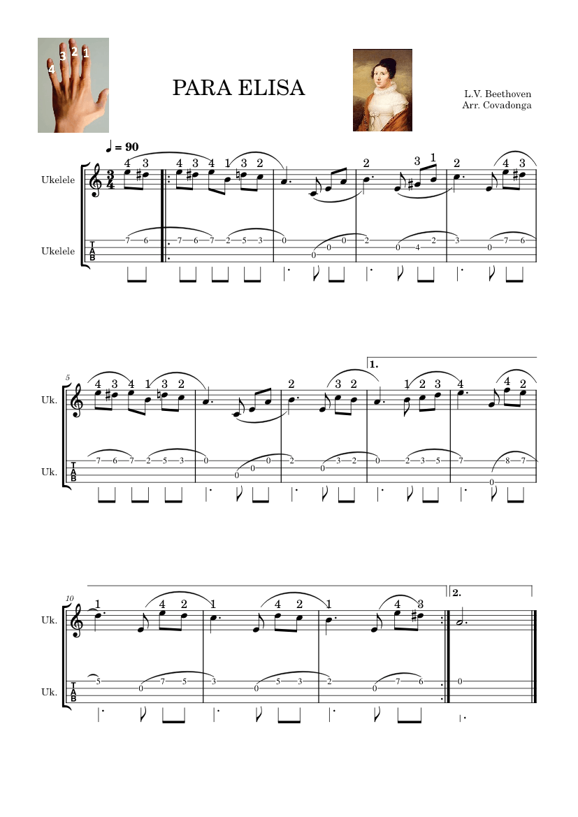 Beethoven - Para Elisa – Música Clásica Sheet music for Ukulele (Mixed  Duet) | Musescore.com