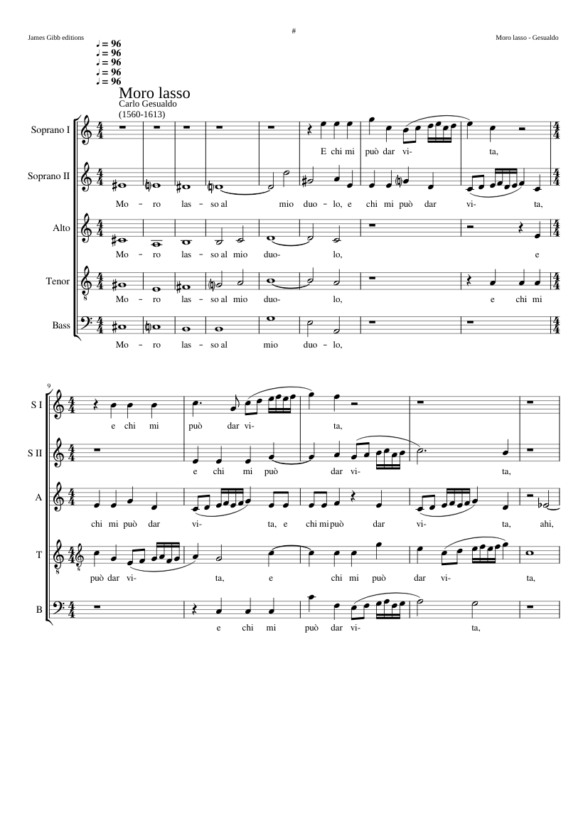 Moro lasso al mio duolo