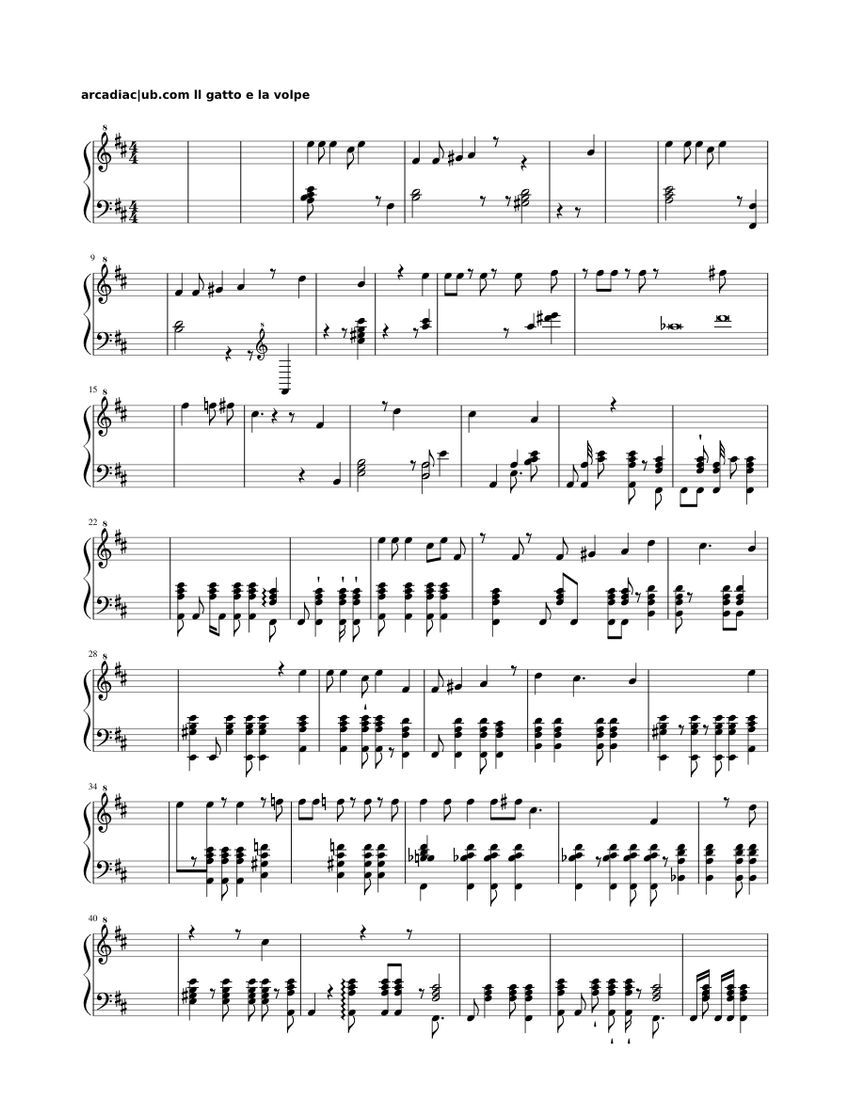 117722777 Il gatto e la volpe Sheet music for Piano (Solo) | Musescore.com