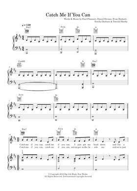 Free Catch Me If You Can By Walking On Cars Sheet Music | Download.