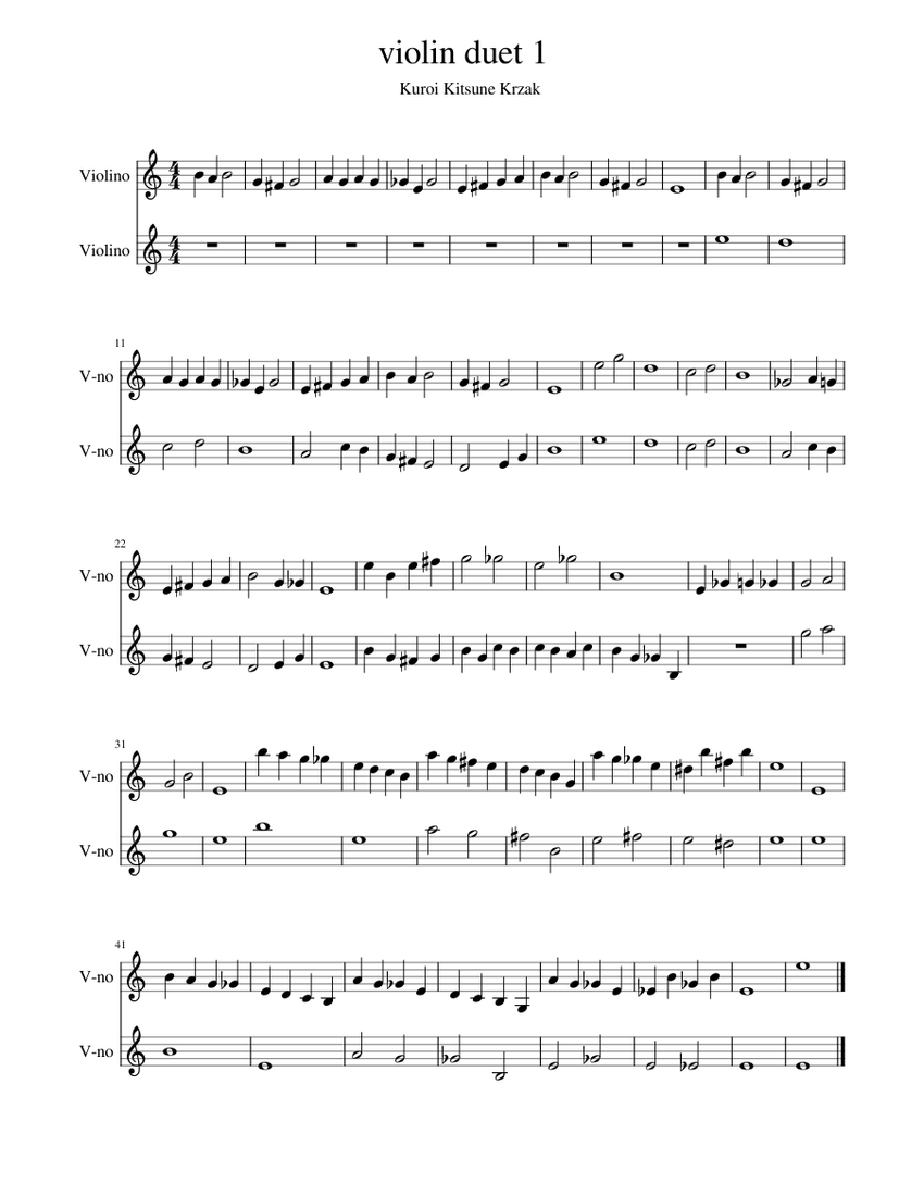 Violin duet no.1 Sheet music for Violin (String Duet) | Musescore.com