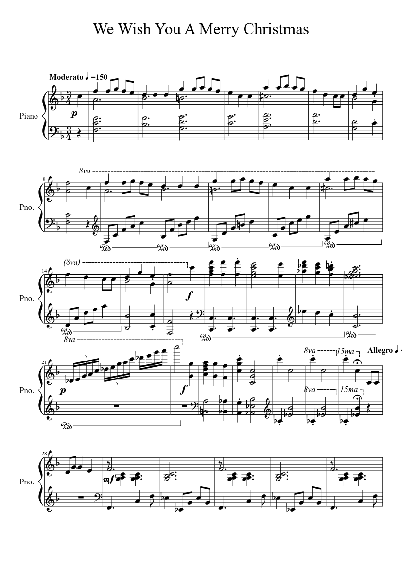 We Wish You A Merry Christmas Sheet music for Piano (Solo) | Musescore.com