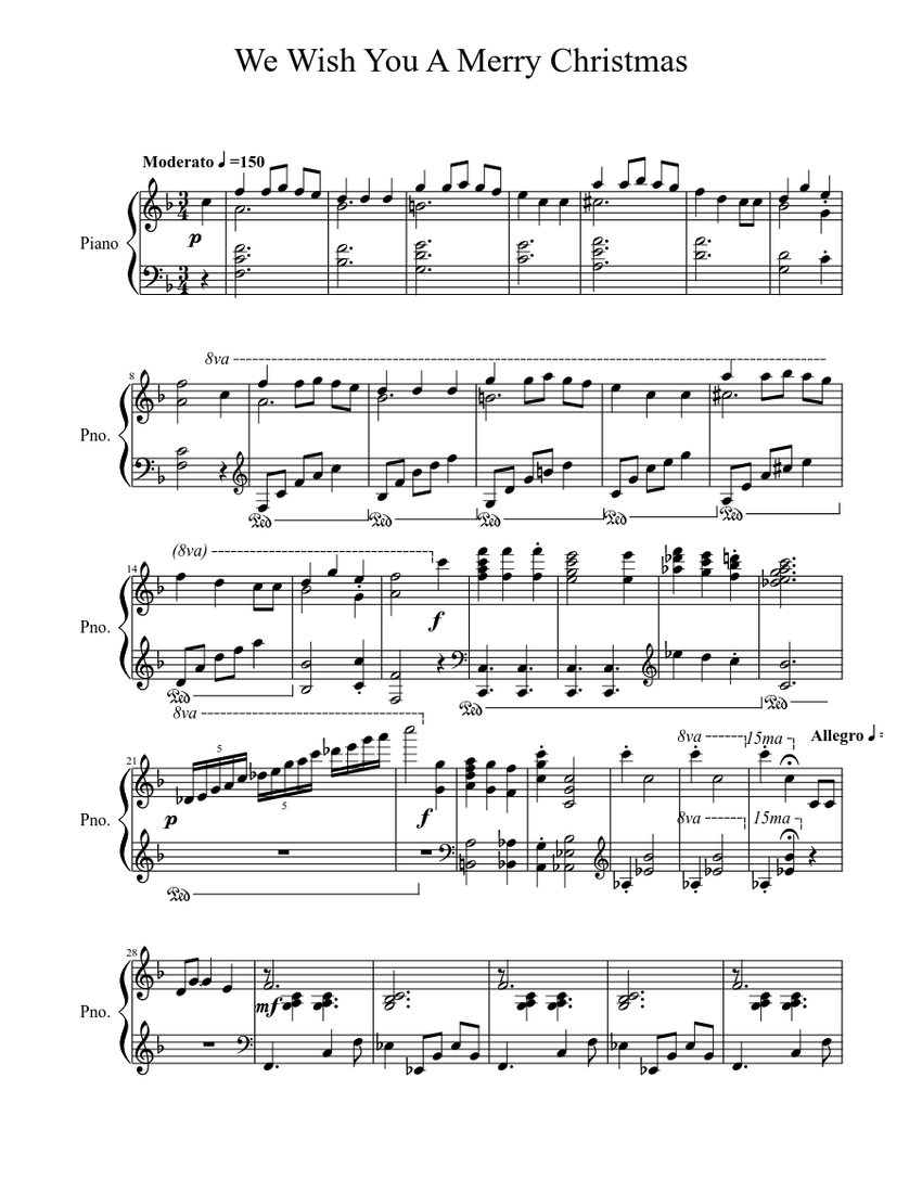 We Wish You A Merry Christmas Sheet music for Piano (Solo) | Musescore.com