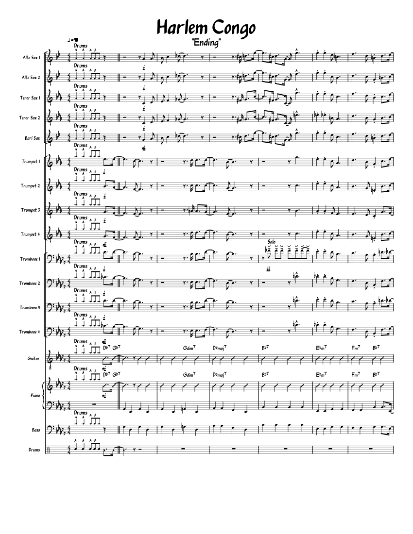 Harlem congo Ending Sheet music for Piano, Trombone, Saxophone alto ...