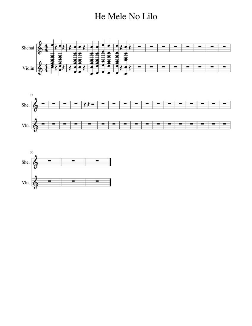 Lilo and Stitch (Main Theme) Sheet music for Violin, Woodwinds (other ...