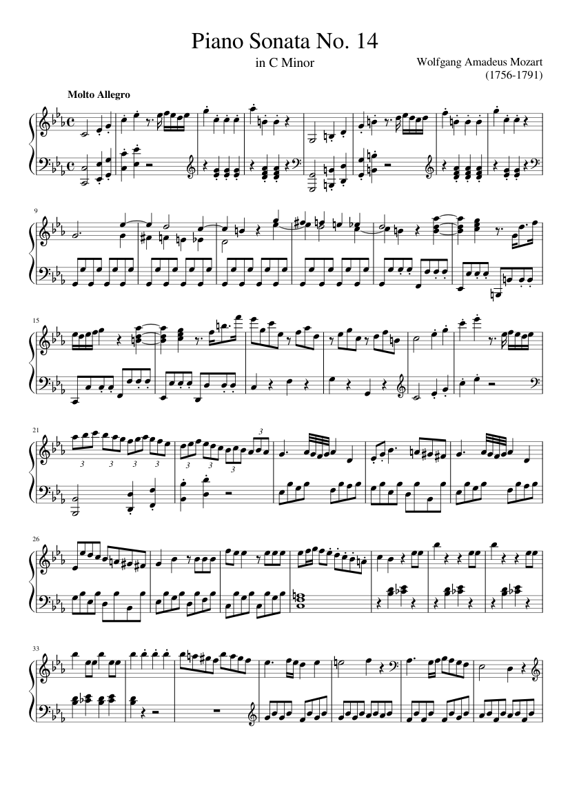 Piano Sonata No. 14 in C Minor Sheet music for Piano (Solo) | Musescore.com