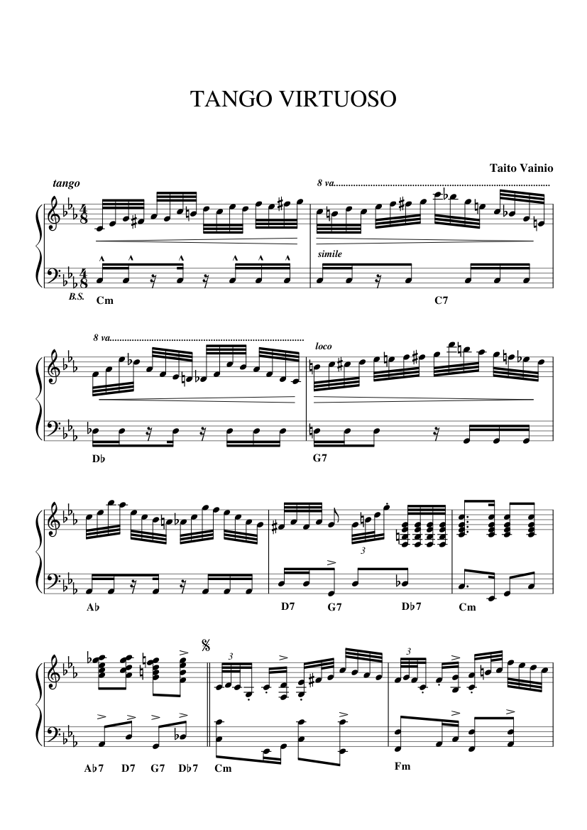 TANGO VIRTUOSO Taitio Vainio - piano tutorial