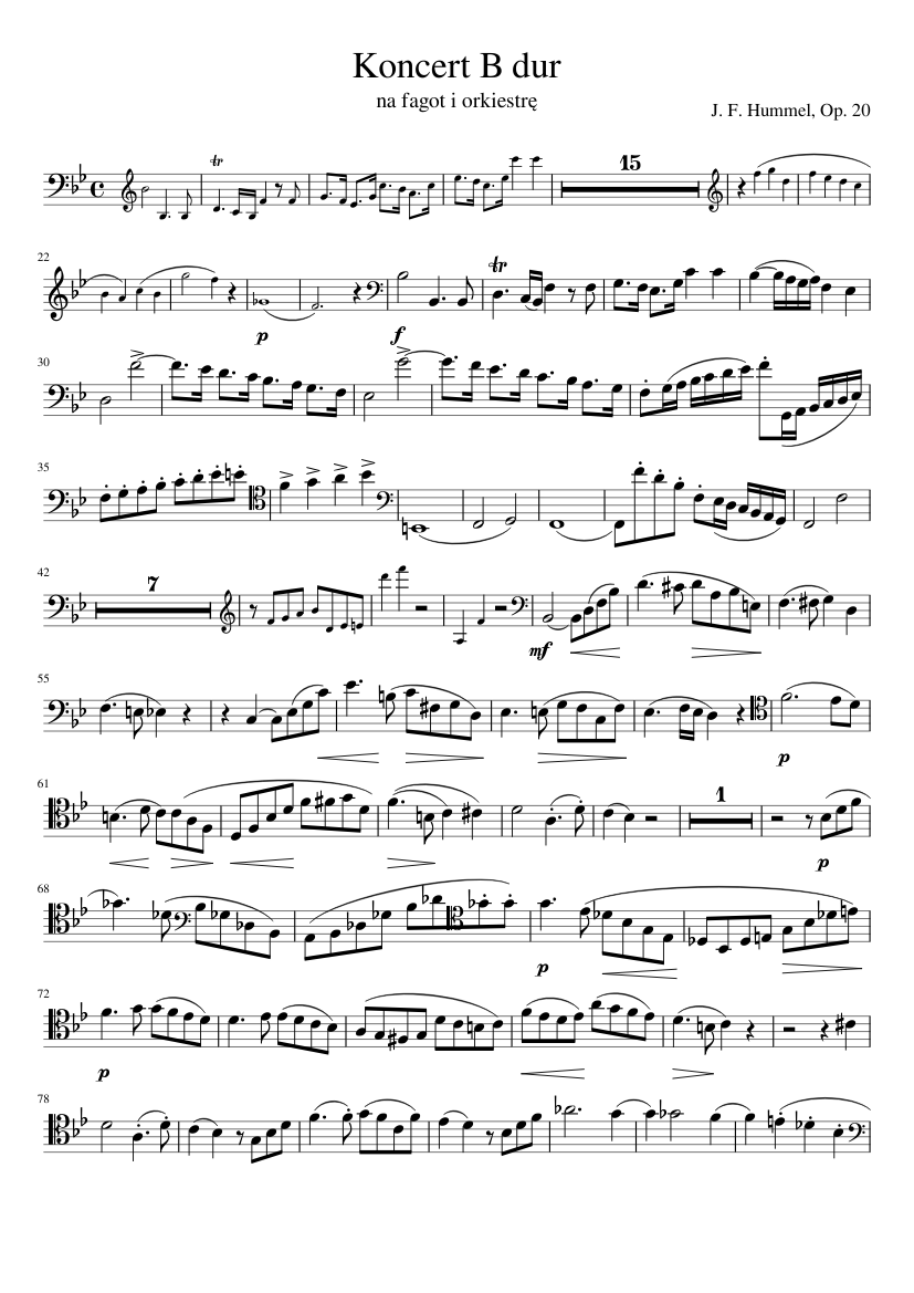 Concerto B flat major Sheet music for Bassoon (Solo) | Download and print  in PDF or MIDI free sheet music | Musescore.com