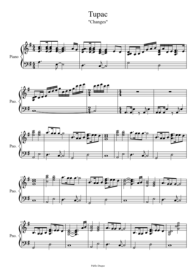 Them changes ноты. Тупак на пианино. Changes piano. Ноты для фортепиано тупак. Ноты changes для пианино.