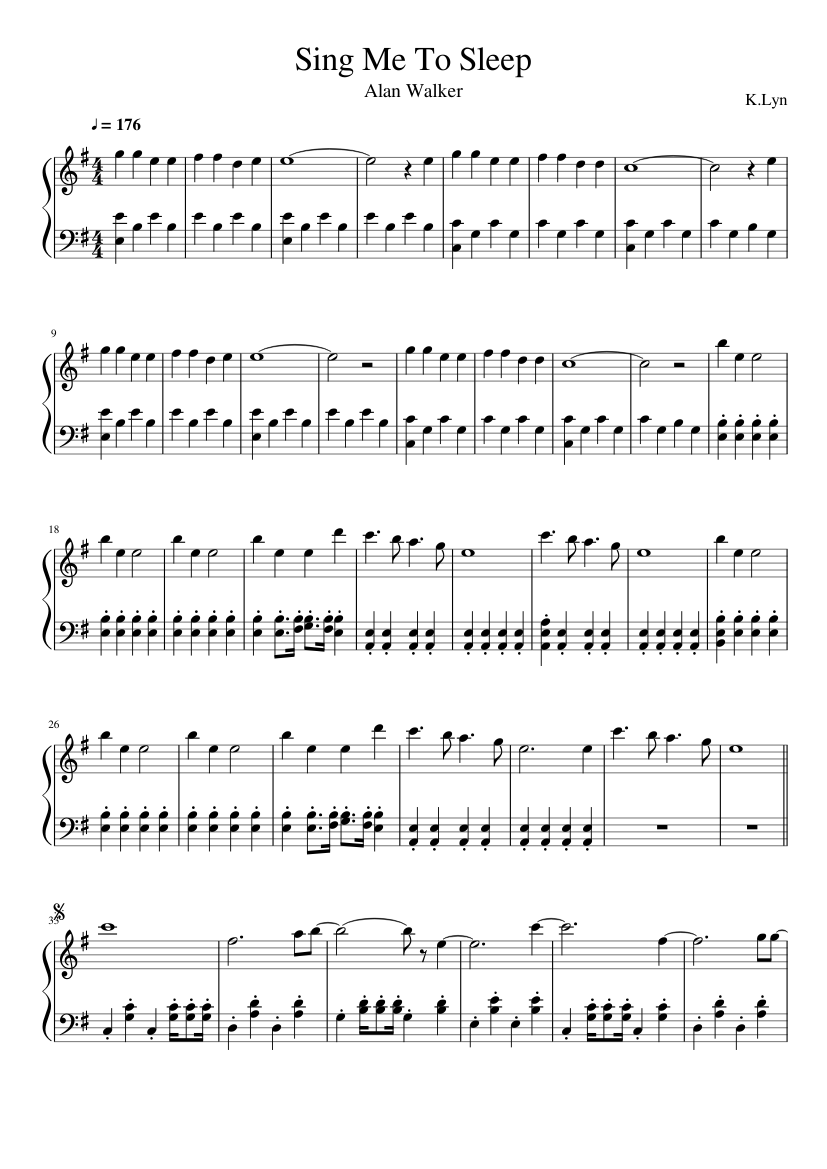 Sing Me to Sleep - Alan Walker Sheet music for Piano (Solo) | Musescore.com