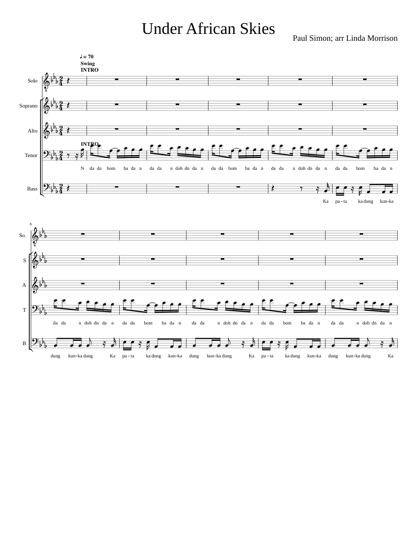 Under African Skies Sheet music for Bass guitar (Solo)
