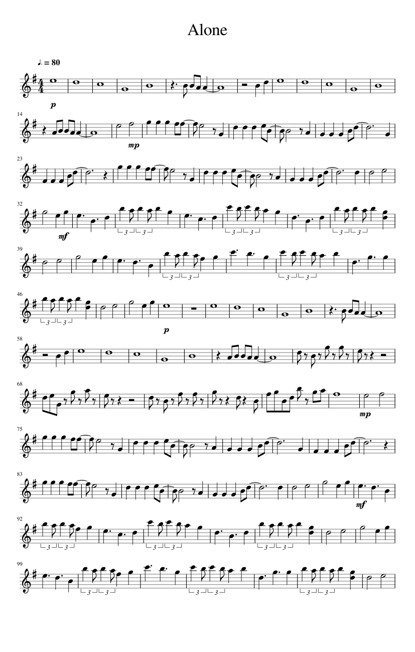 Alone Alan Walker Violin Sheet Music For Piano Solo Musescore Com