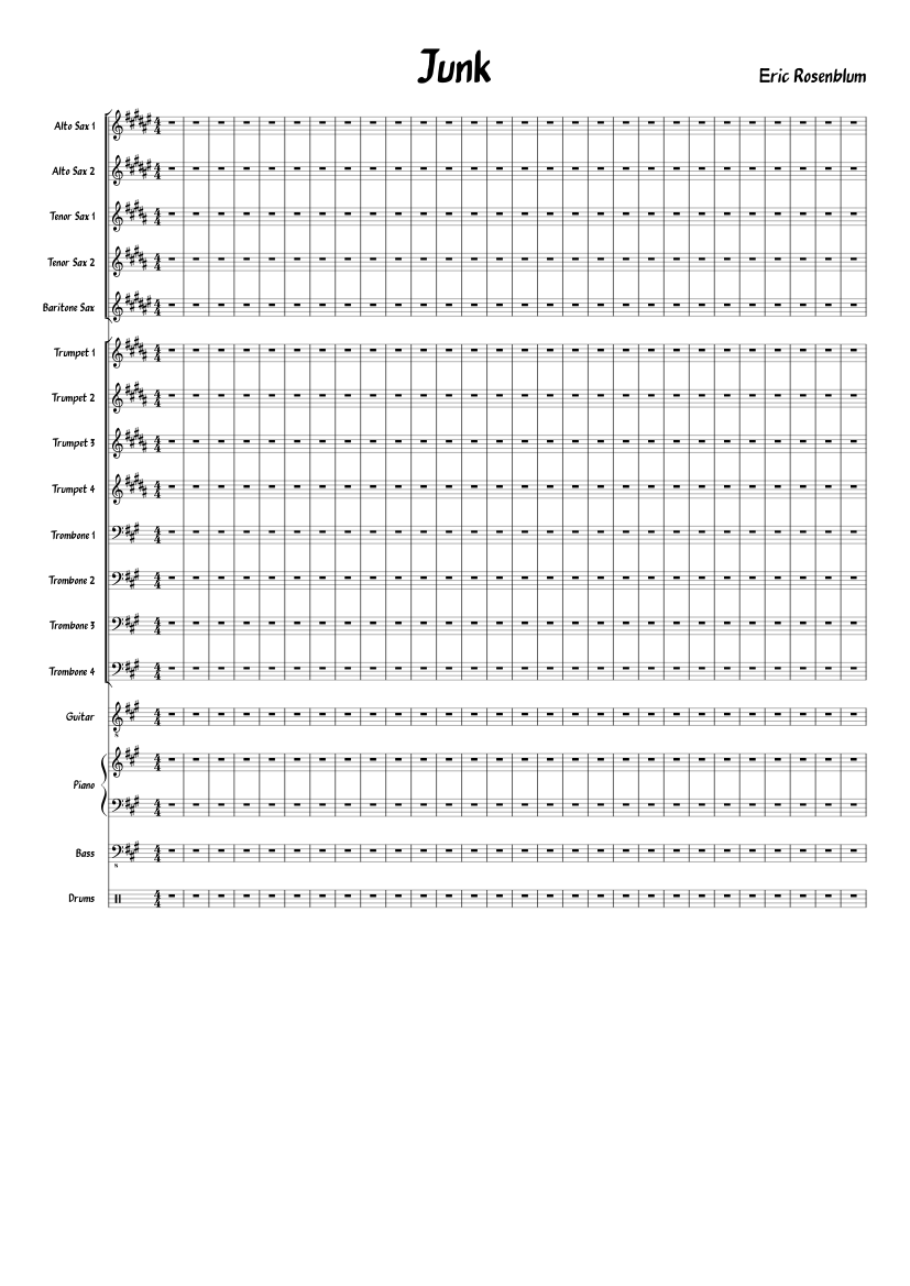 Junk Sax Junk Sheet music for Piano, Trombone, Saxophone alto, Saxophone tenor ...