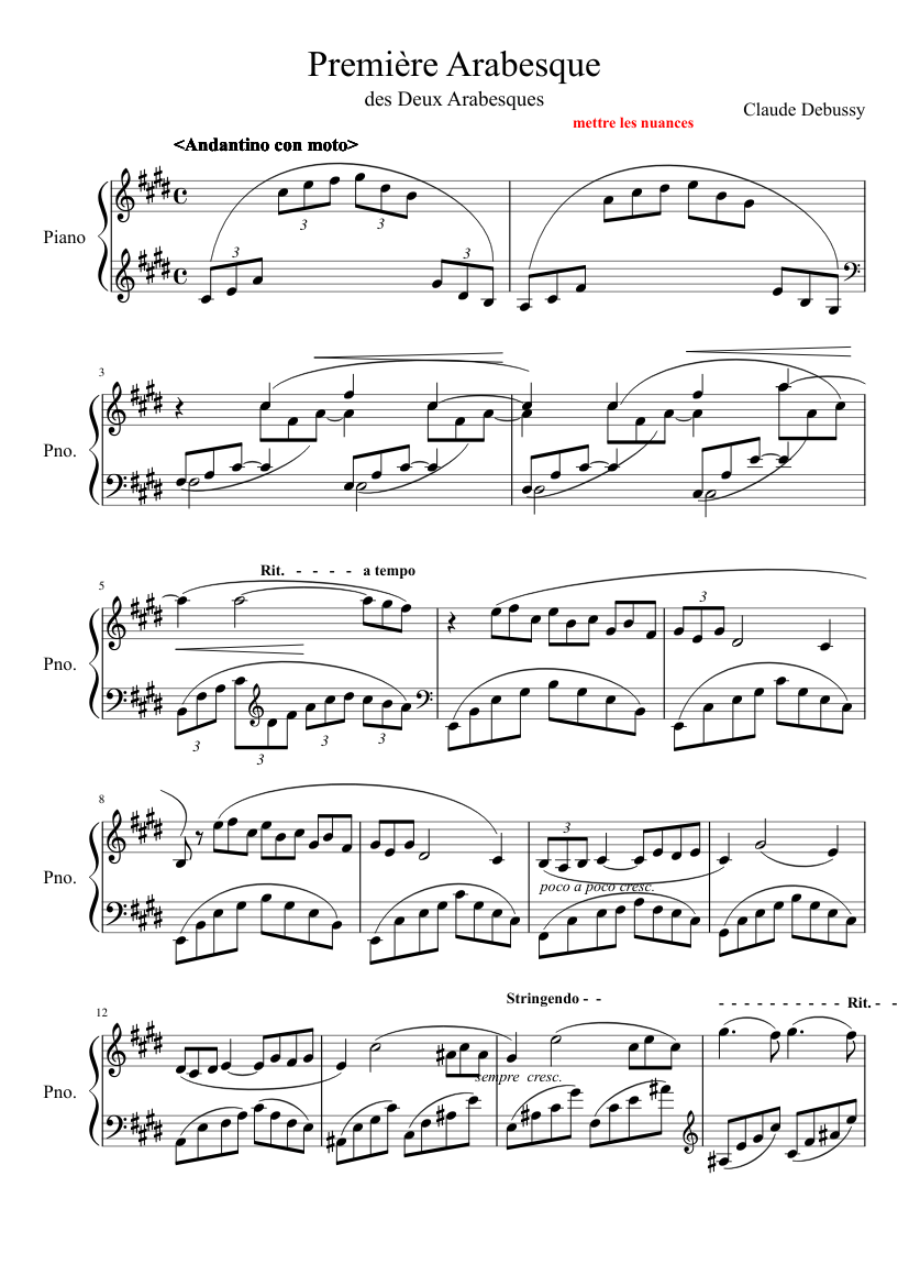 Première Arabesque Sheet Music for Piano (Solo) | MuseScore.com