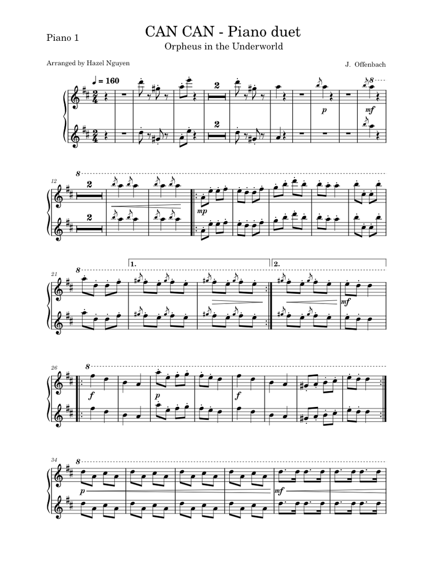 Can-Can – Jacques Offenbach Can Can Piano Duet - Jacques Offenbach ...