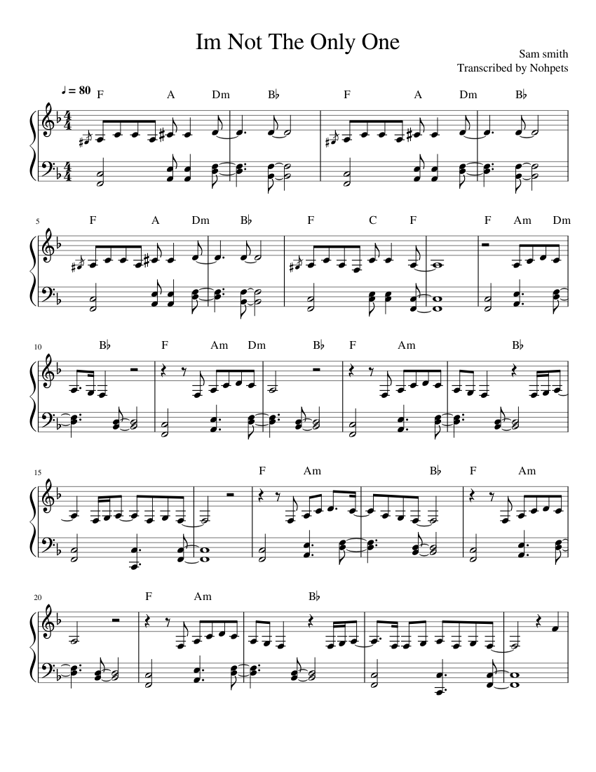 Sam Smith-Im not the only one Sheet music for Piano (Solo) | Musescore.com