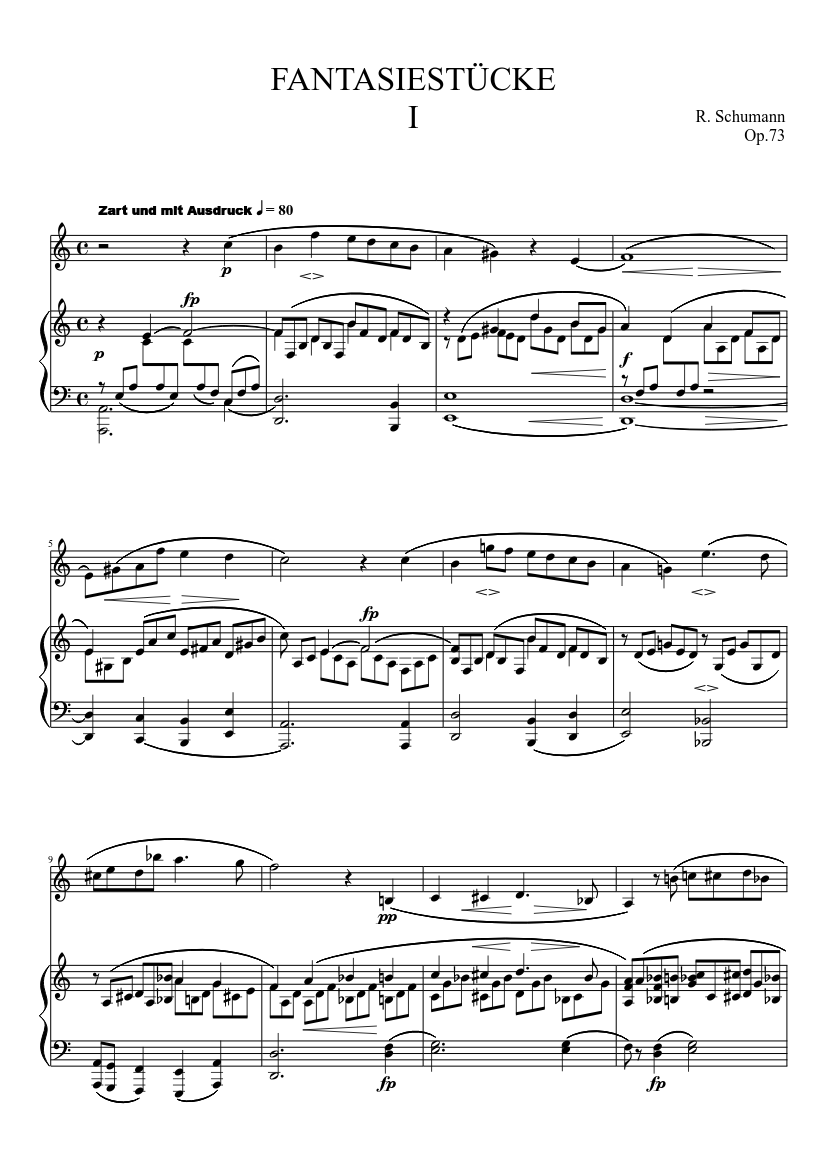 Fantasiestüke - Schumann Opus 73 - I Sheet music for Piano, Woodwinds  (other) (Solo) | Musescore.com