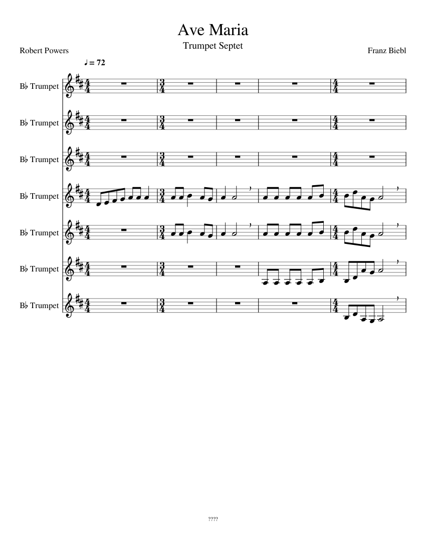 Ave Maria Sheet music for Trumpet in b-flat (Brass Ensemble ...
