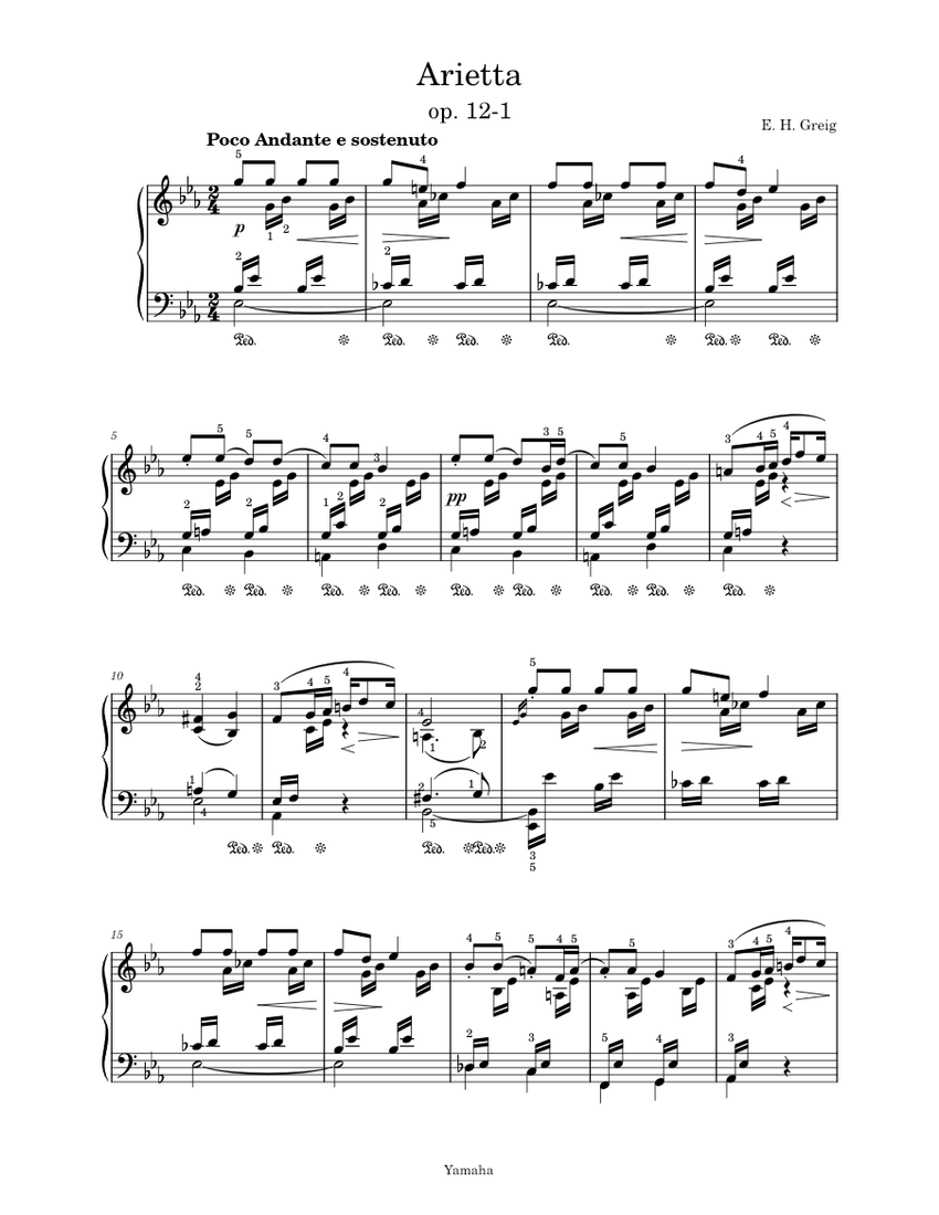 Arietta – Edvard Grieg Arietta Sheet music for Piano (Solo) Easy ...