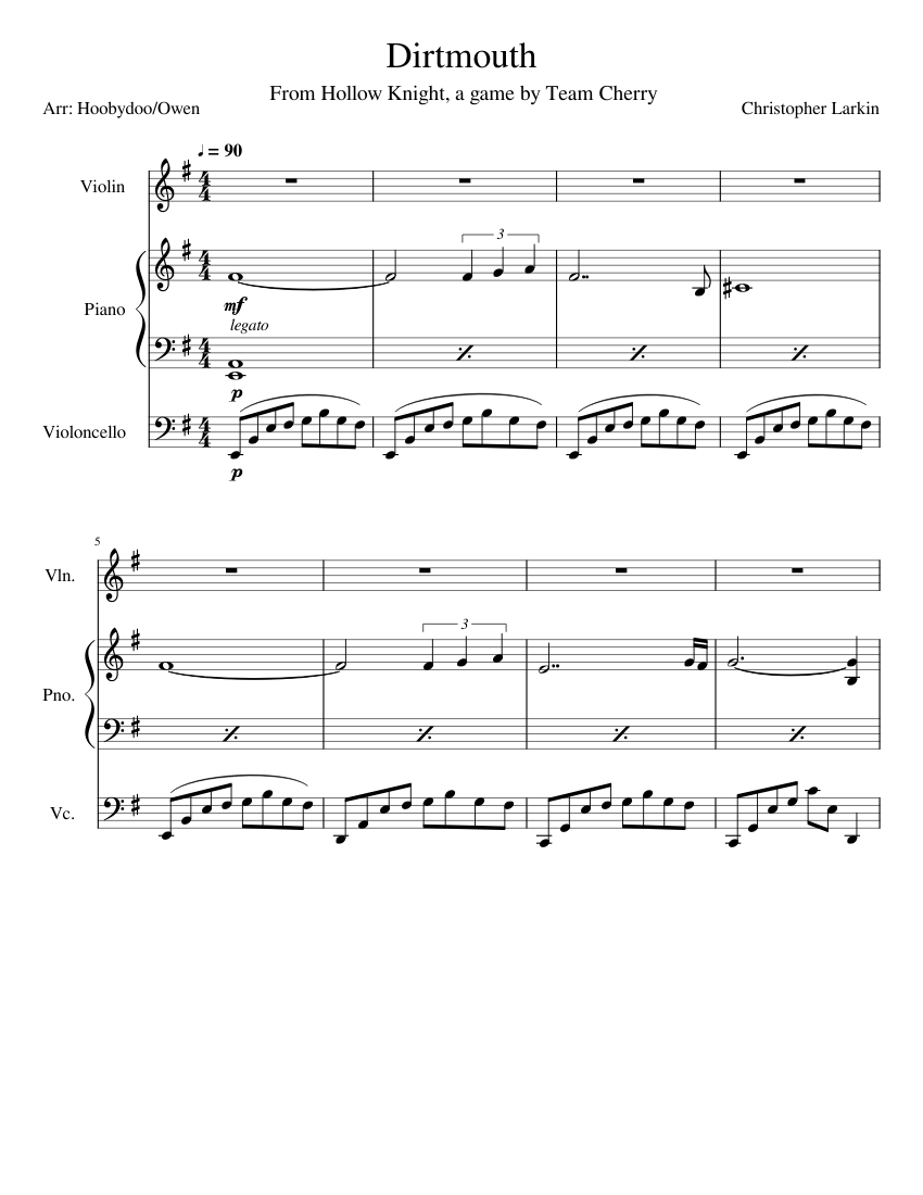 Dirtmouth - Extended Sheet music for Piano, Violin, Cello (Piano Trio) |  Musescore.com
