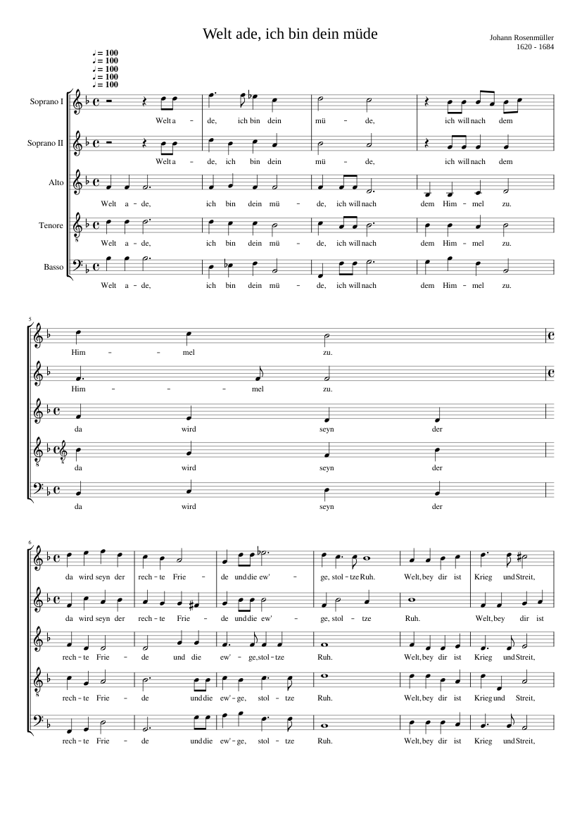 Welt ade! ich bin dein müde