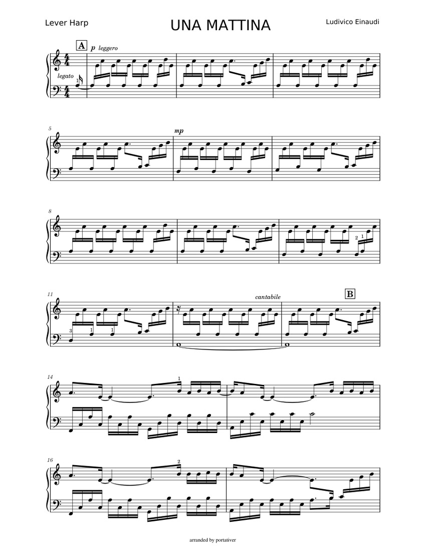 Una mattina – Ludovico Einaudi Sheet music for Harp (Solo) | Musescore.com