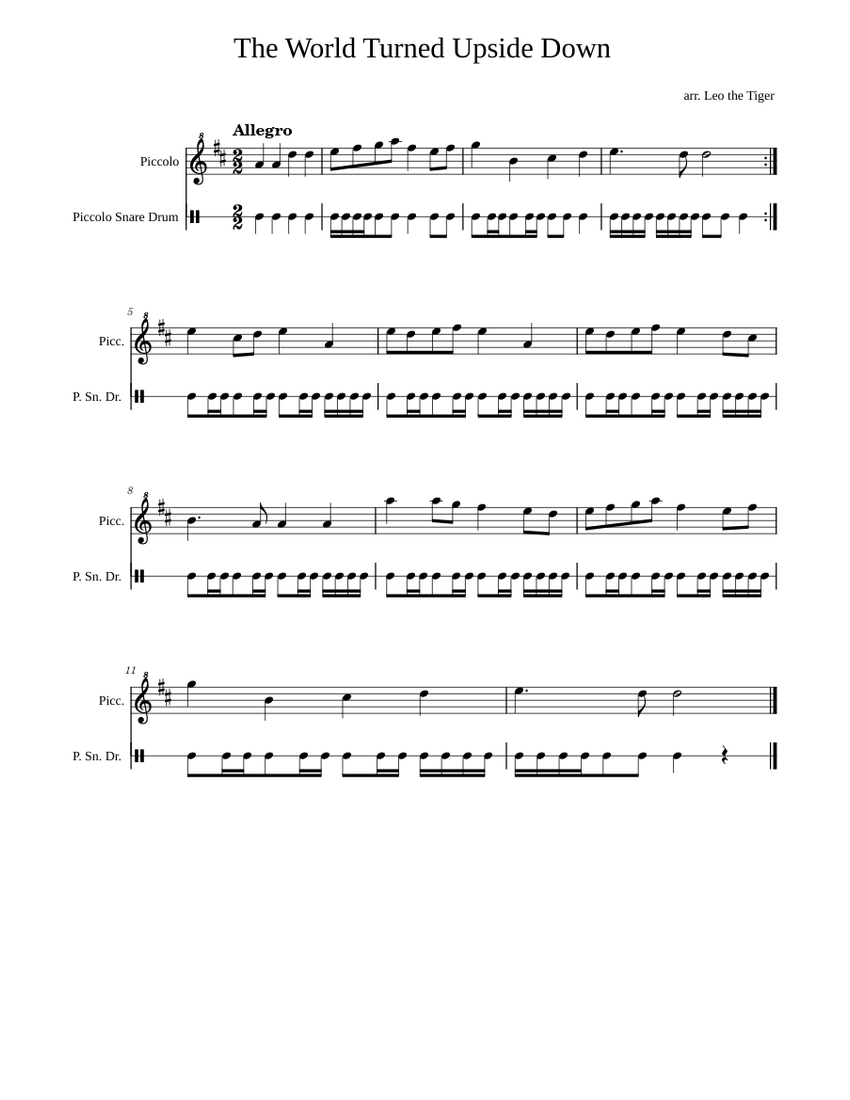 Arrangement The World Turned Upside Down Sheet music for Drum Group