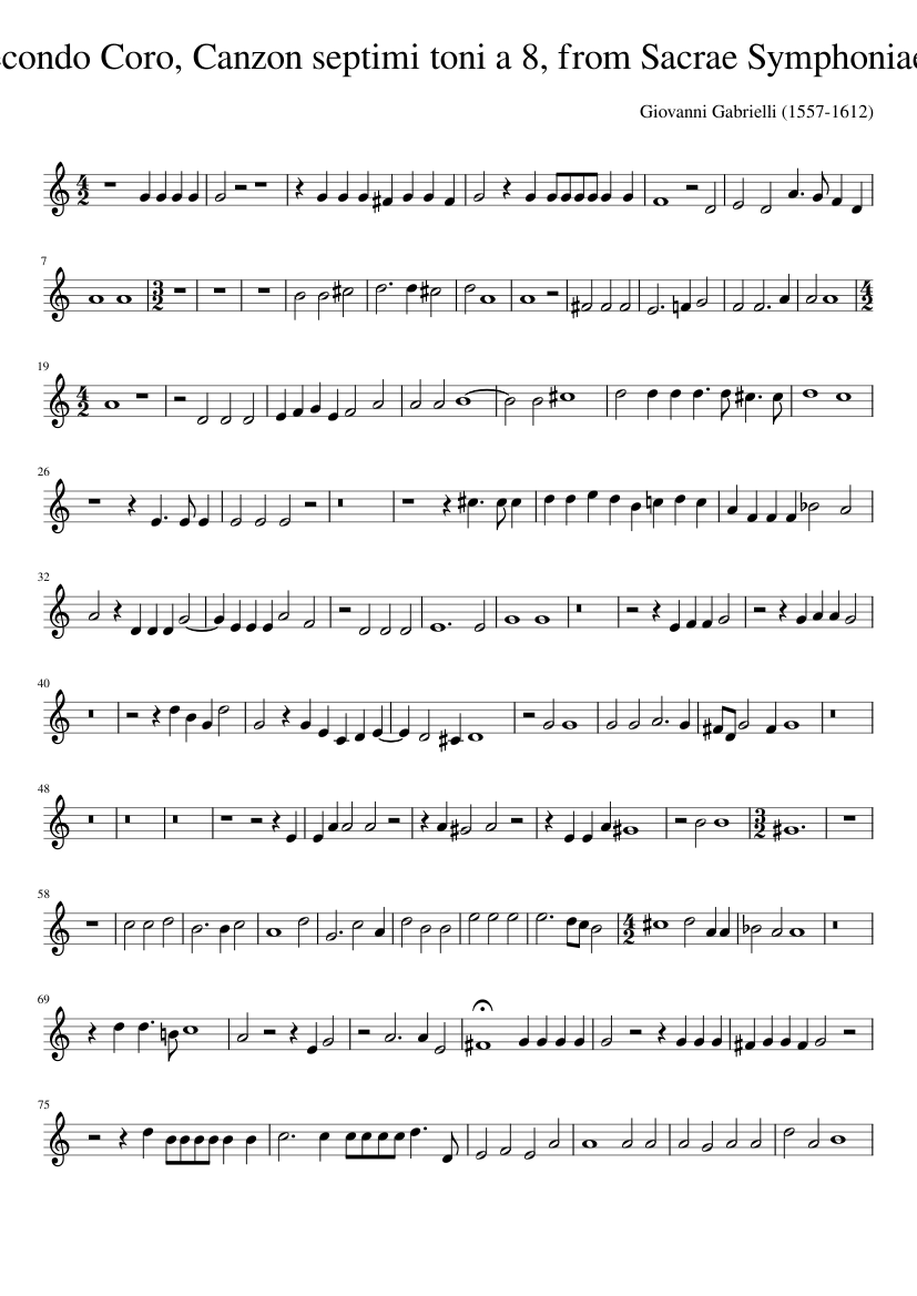 Alto Secondo Coro Canzon septimi toni a 8 from Sacrae Symphoniae (1597)