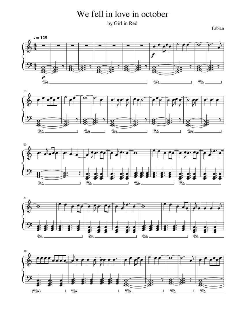 We fell in love in october Sheet music for Piano (Solo) | Musescore.com